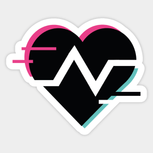 Glitch heart cardiogram sign Sticker